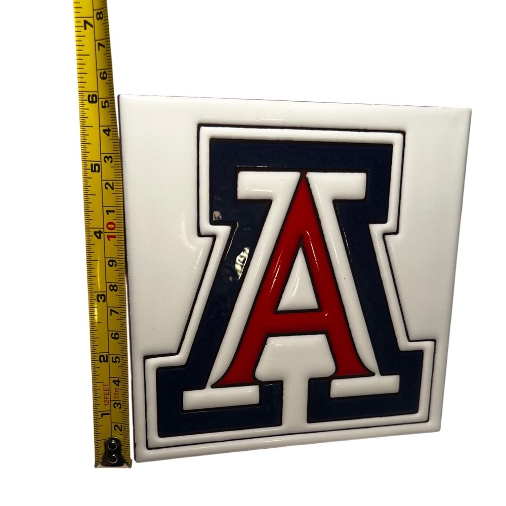 Vtg UofA Arizona Wildcats 6x6 Tile Made in Italy Block A Trivet Decor Art 3D - Picture 5 of 8
